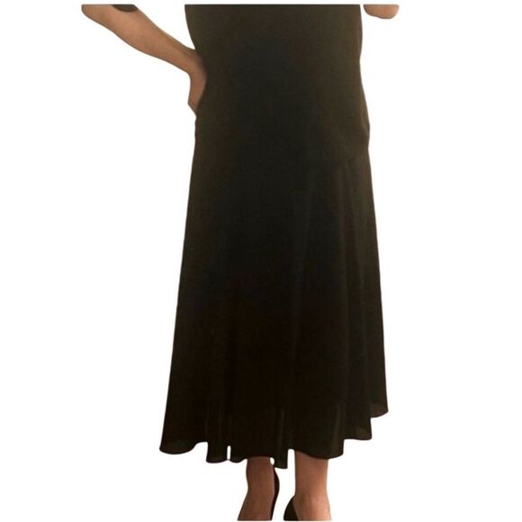 Vintage 80s 90s Black Chiffon High Waist Long Maxi Ankle Full Circle Skirt M - Picture 3 of 6